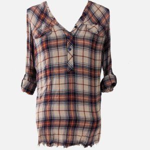 Plaid fringe top